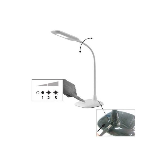 Flexo negro de plástico, Jenoah, 5W, 6000K LED, con regulador táctil