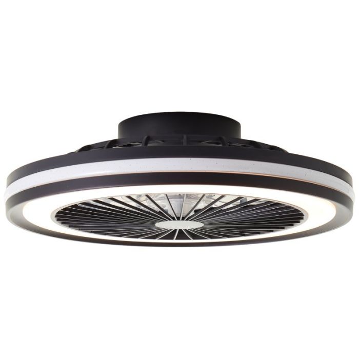 Ventilador de techo negro moderno, Stefanus, 40W, RGBW LED, con mando a distancia
