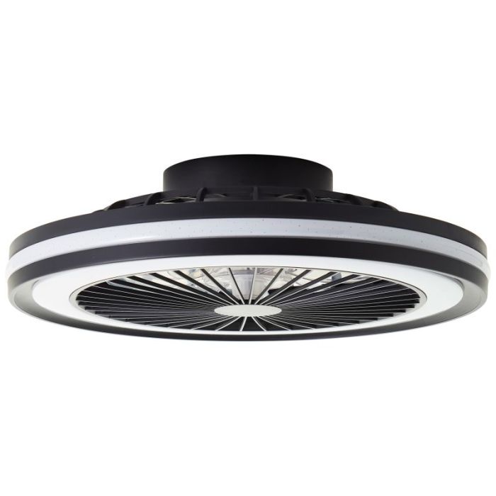 Ventilador de techo negro moderno, Stefanus, 40W, RGBW LED, con mando a distancia
