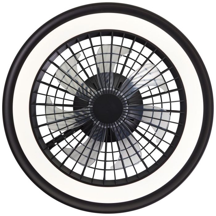 Ventilador de techo negro moderno, Stefanus, 40W, RGBW LED, con mando a distancia