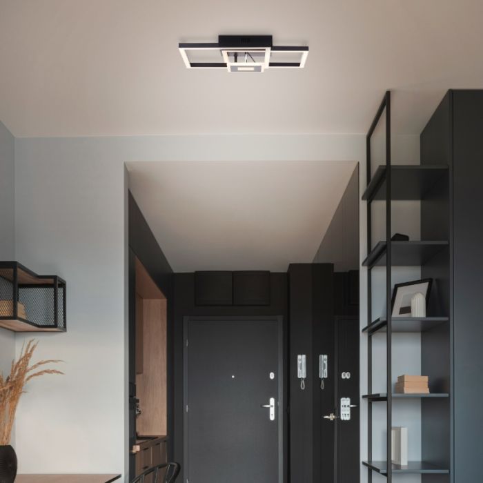 Lámpara de techo negra diseño, Volkert, 22W, 3000K LED