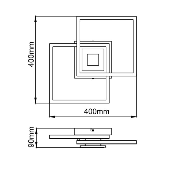 Lámpara de techo negra diseño, Volkert, 22W, 3000K LED