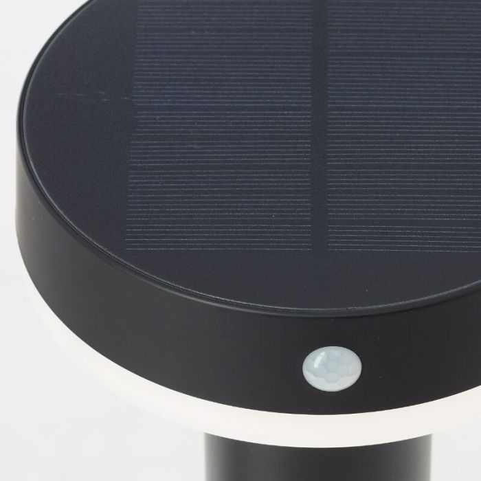 Lámpara de pie solar exterior negra de metal, Kubilay, 3W, 4000K LED, IP44
