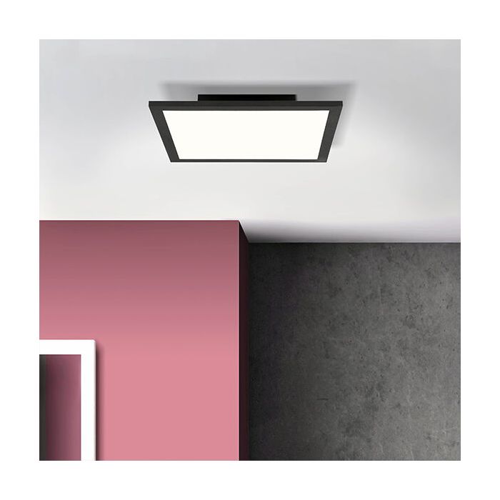 Lámpara de techo panel LED negra moderna, Bojan, 18W, 4000K LED
