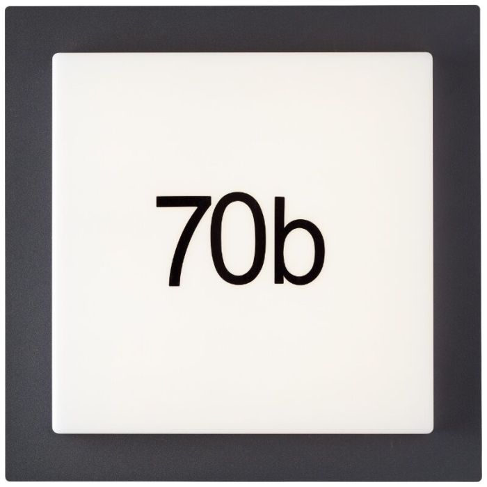 Número de casa con luz negro de aluminio, Nurcan, 15W, 3000K LED, IP44