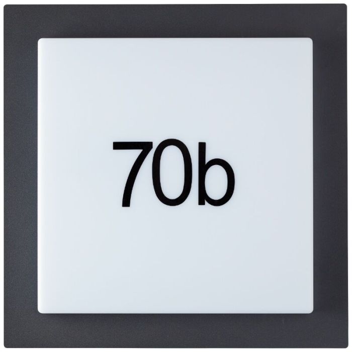 Número de casa con luz negro de aluminio, Nurcan, 15W, 3000K LED, IP44