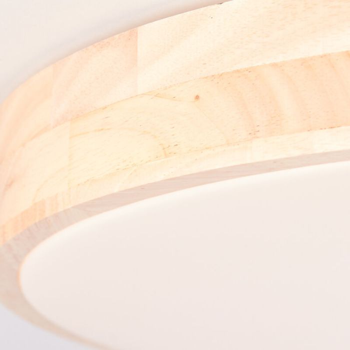 Plafón de techo moderno madera, Asude, 60W, ajustable entre luz blanco cálido y frío LED, con mando a distancia