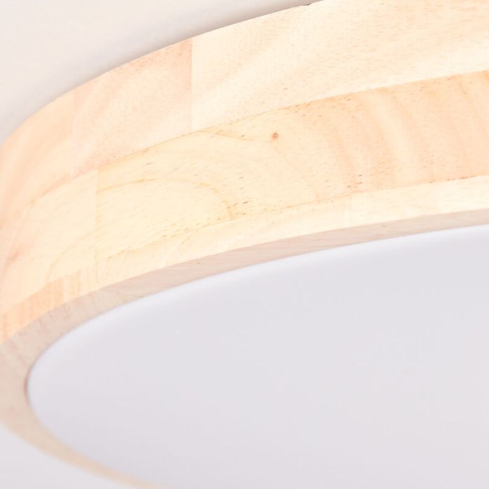 Plafón de techo moderno madera, Asude, 60W, ajustable entre luz blanco cálido y frío LED, con mando a distancia