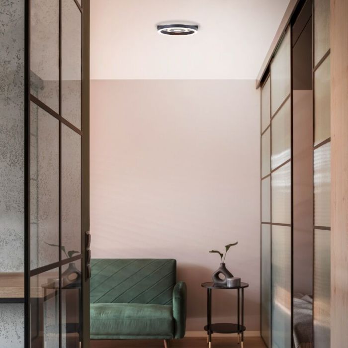 Plafón de techo negro diseño, Konrad, 9W, 3000K LED