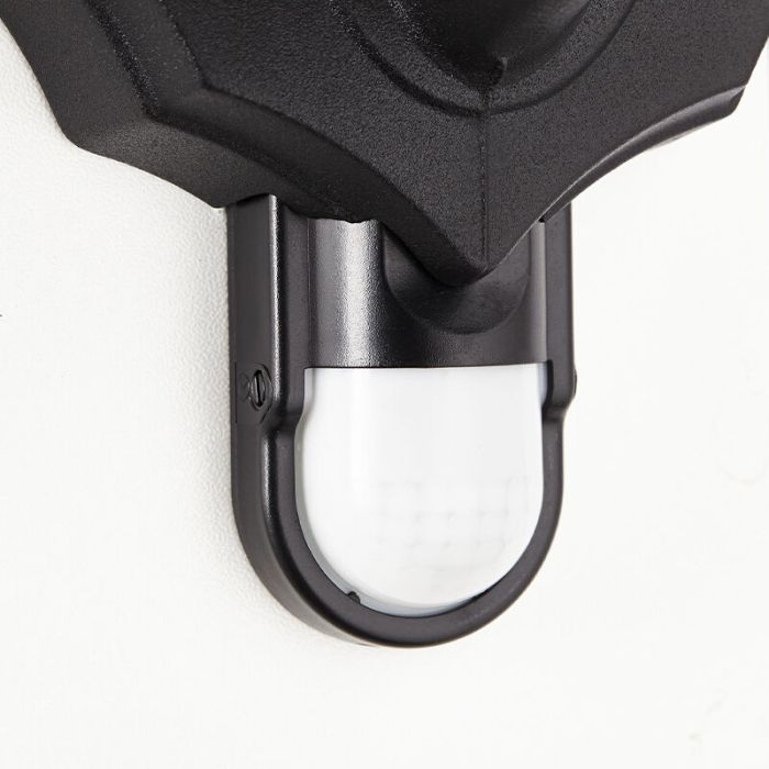 Aplique exterior con sensor de movimiento negro antiguo, Rayn, IP44