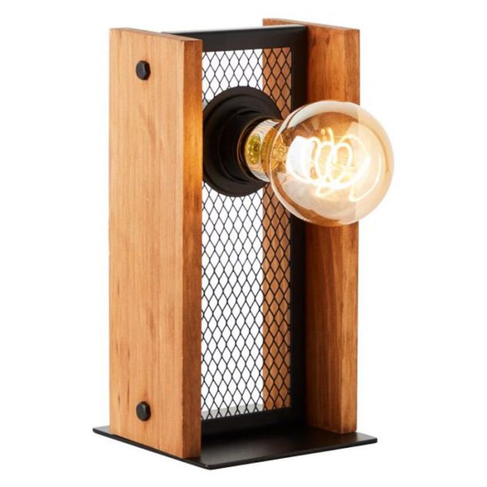Lámpara de mesa de madera marrón, Rasha, con interruptor