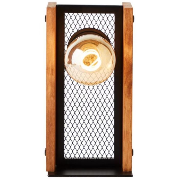 Lámpara de mesa de madera marrón, Rasha, con interruptor