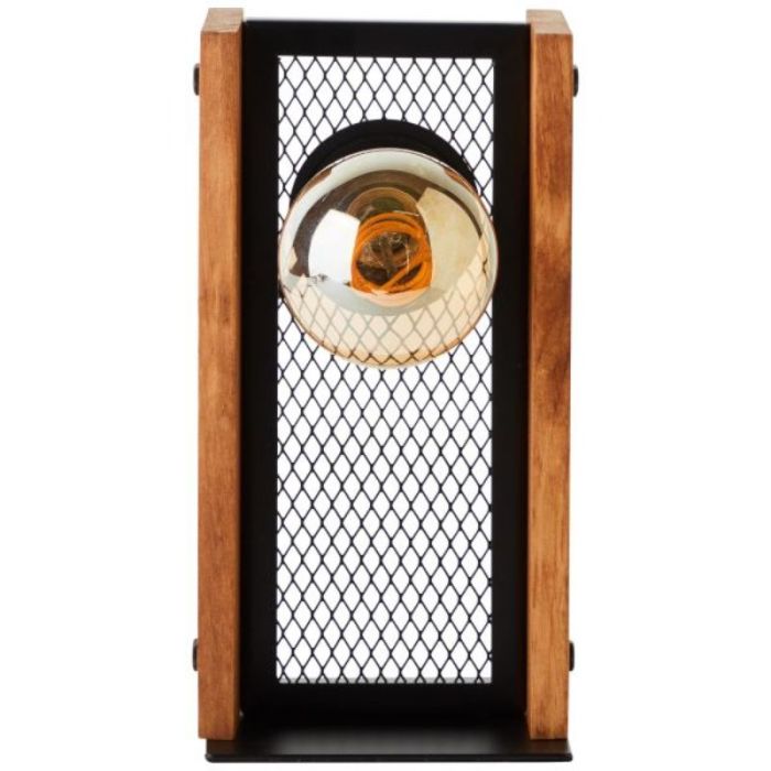 Lámpara de mesa de madera marrón, Rasha, con interruptor