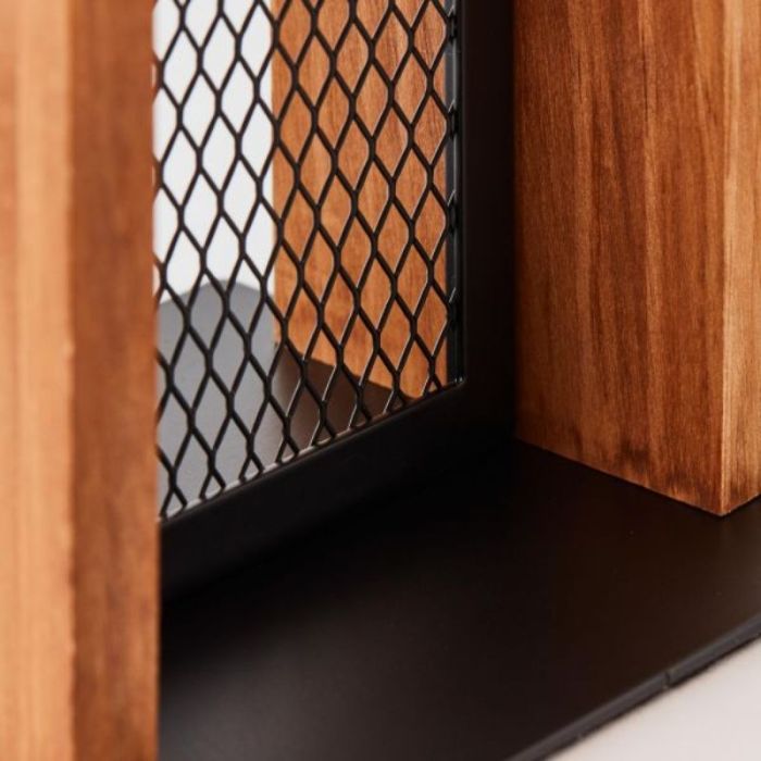 Lámpara de mesa de madera marrón, Rasha, con interruptor