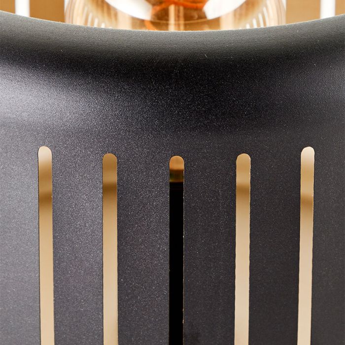 Lámpara de mesa negra industrial, Veronika, con interruptor