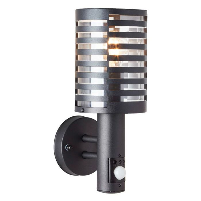 Aplique exterior con sensor de movimiento negro moderno, Veysel, IP44