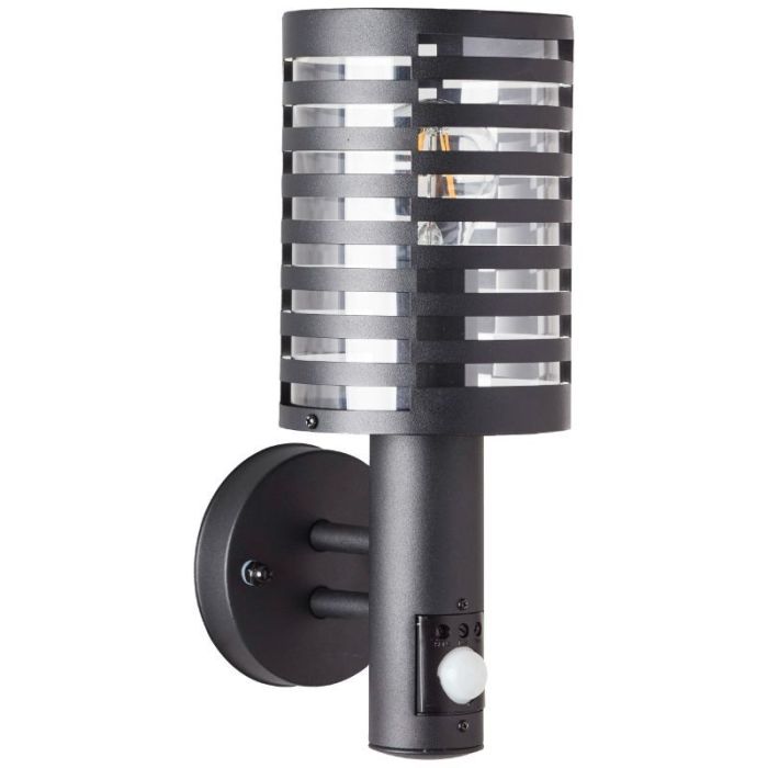 Aplique exterior con sensor de movimiento negro moderno, Veysel, IP44