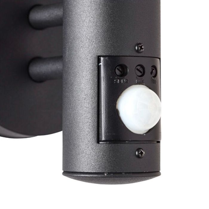 Aplique exterior con sensor de movimiento negro moderno, Veysel, IP44