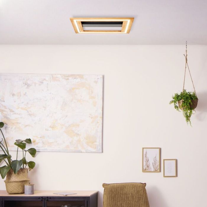 Plafón de techo de madera marrón, Enise, 24W, 3000K LED