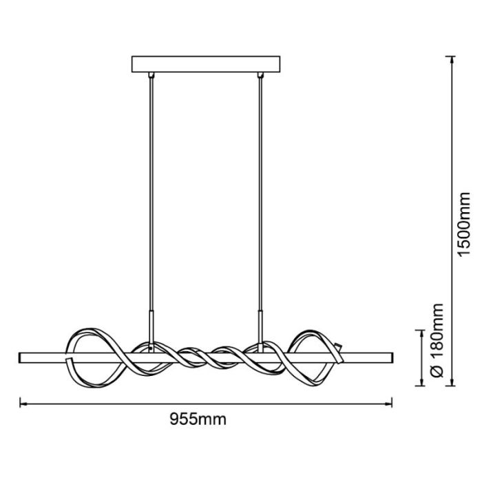 Lámpara colgante negra moderna, Quang, 20W, 3000K LED