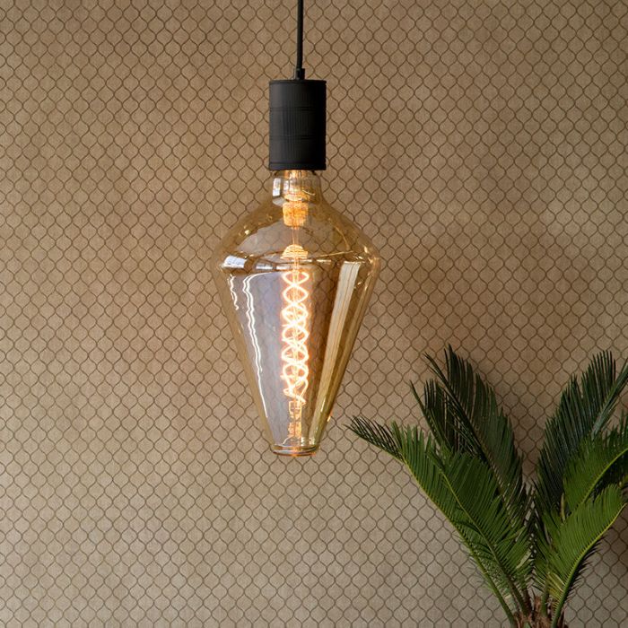 Lámpara de filamento Dorada Calex LED, copa de vino, E27, 4W, 2200k (blanco extra atmosférico), regulable