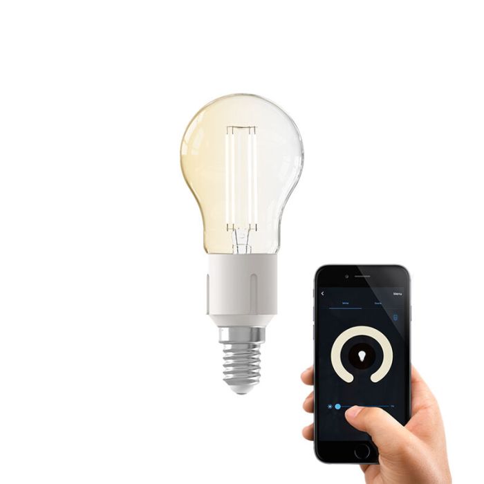 Calex LED Lámpara de bola Smart (WiFi), E14, 4,9W, 1800-3000K, Dim to Warm