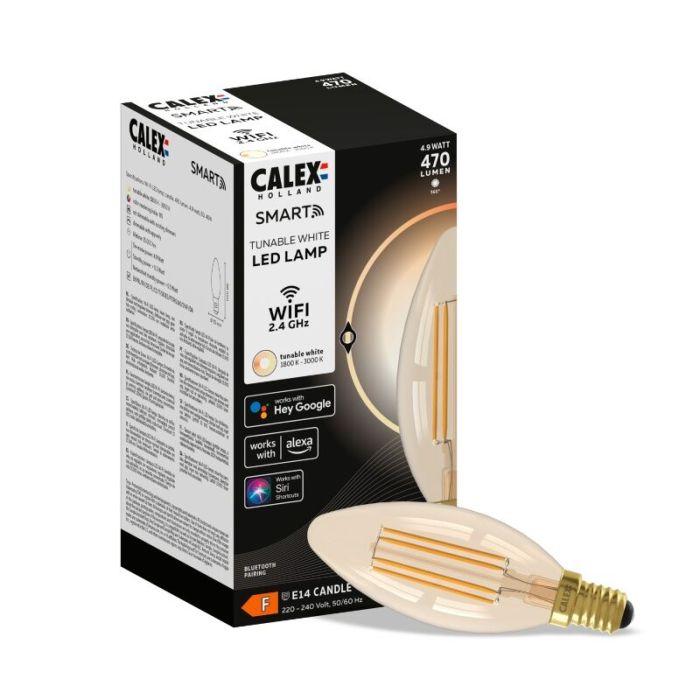 Calex bombilla inteligente LED E14 ámbar, 5W, 1800-3000K