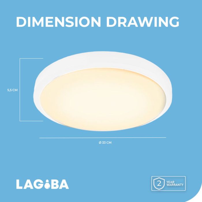 Plafón de techo blanco de plástico, Kos, 22W, 3000K LED