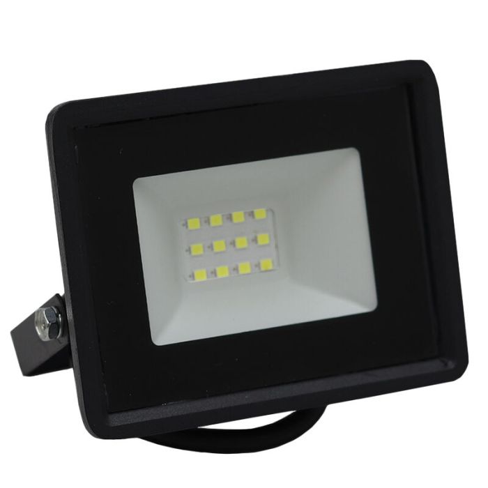 Proyector exterior de plástico negra, Boaz, 10W, 6500K LED, IP66