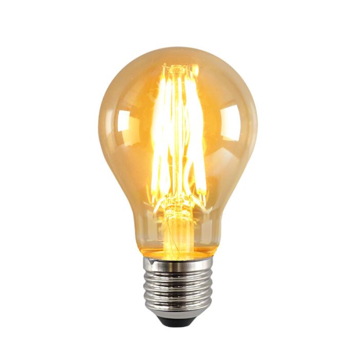 E27 LED bombilla regulable, A60, 5w, ámbar de vidrio, 2400K