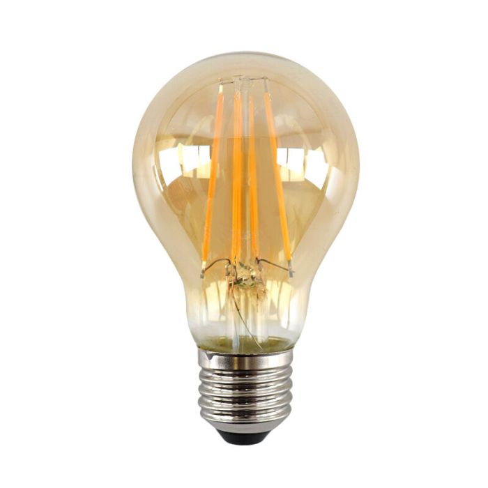 E27 LED bombilla regulable, A60, 5w, ámbar de vidrio, 2400K