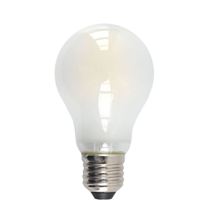 E27 LED bombilla regulable, A60, 5w, vidrio blanco, 6500k