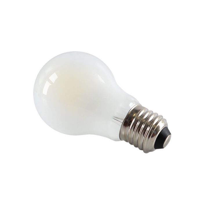 E27 LED bombilla regulable, A60, 5w, vidrio blanco, 6500k