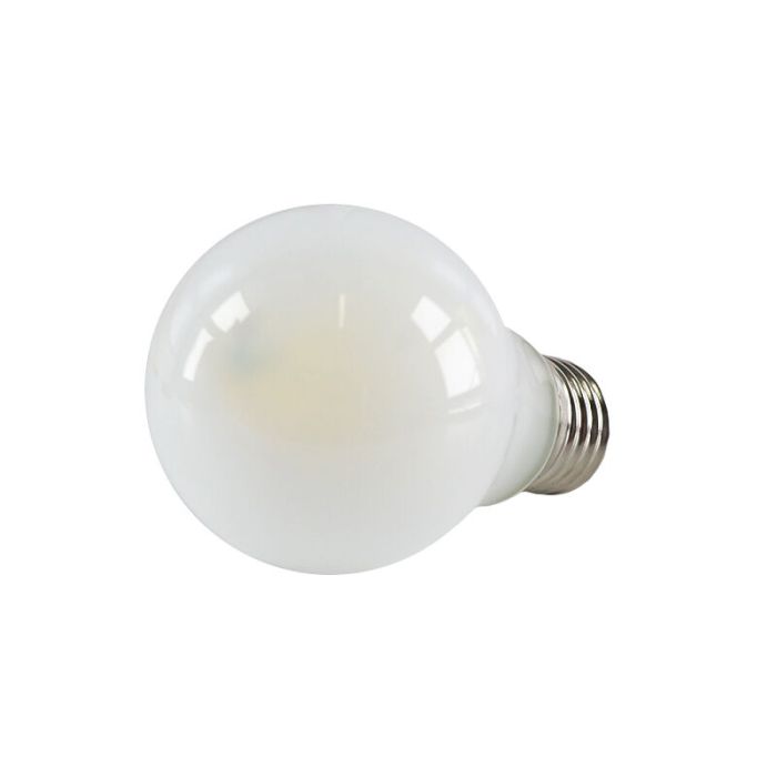 E27 LED bombilla regulable, A60, 5w, vidrio blanco, 6500k