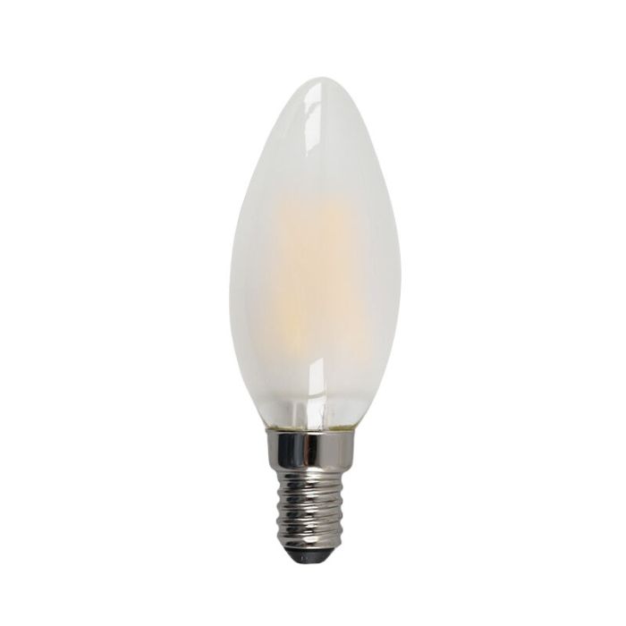E14 LED bombilla vela regulable, 3w, vidrio blanco, 2700k