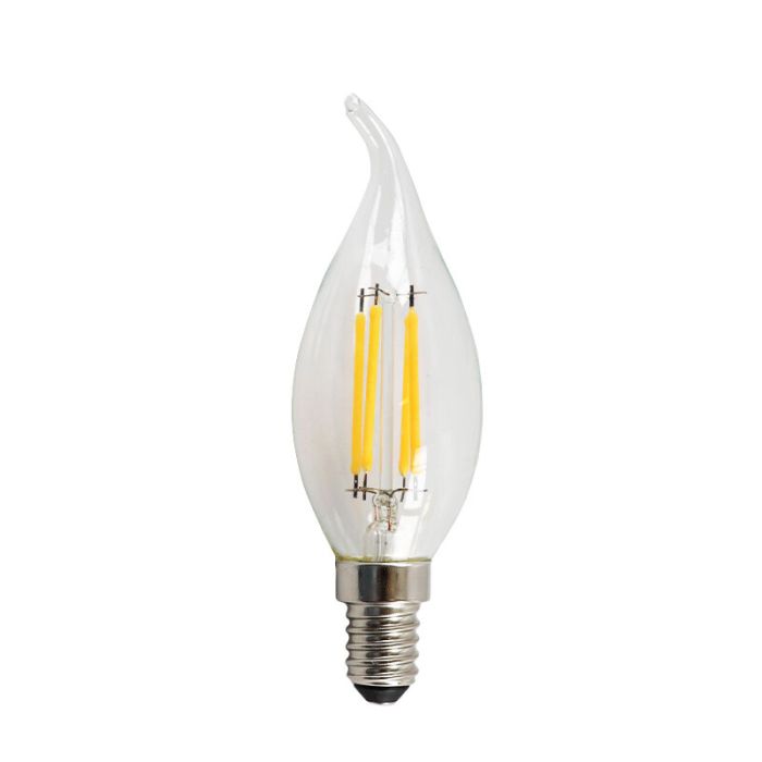E14 LED bombilla vela regulable, 3W, de vidrio transparente, 2700k