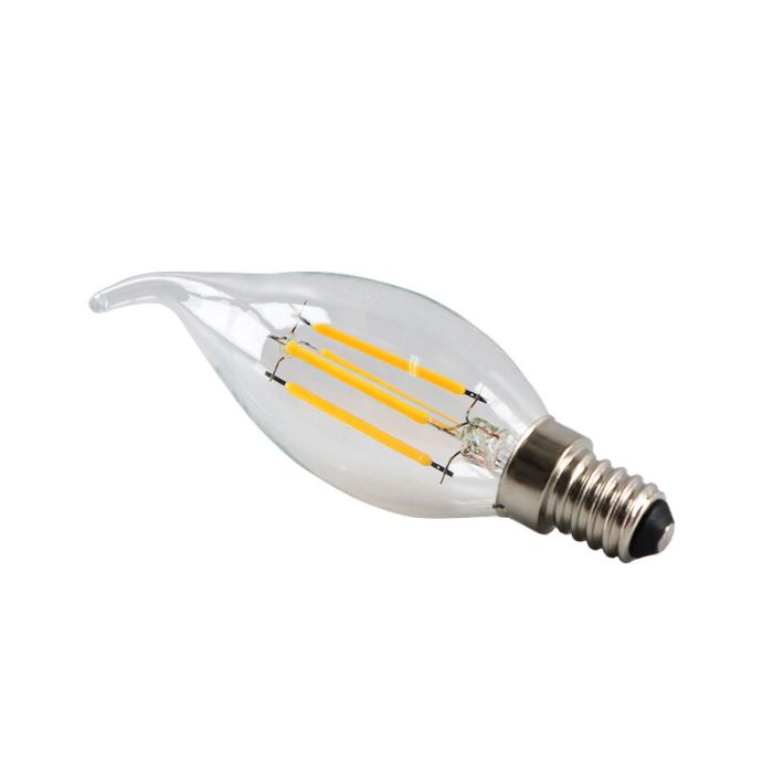 E14 LED bombilla vela regulable, 3W, de vidrio transparente, 2700k