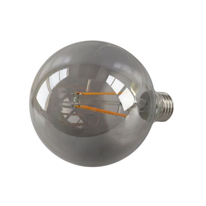 E27 LED bombilla regulable, G95, 5w, vidrio humo, 2200K