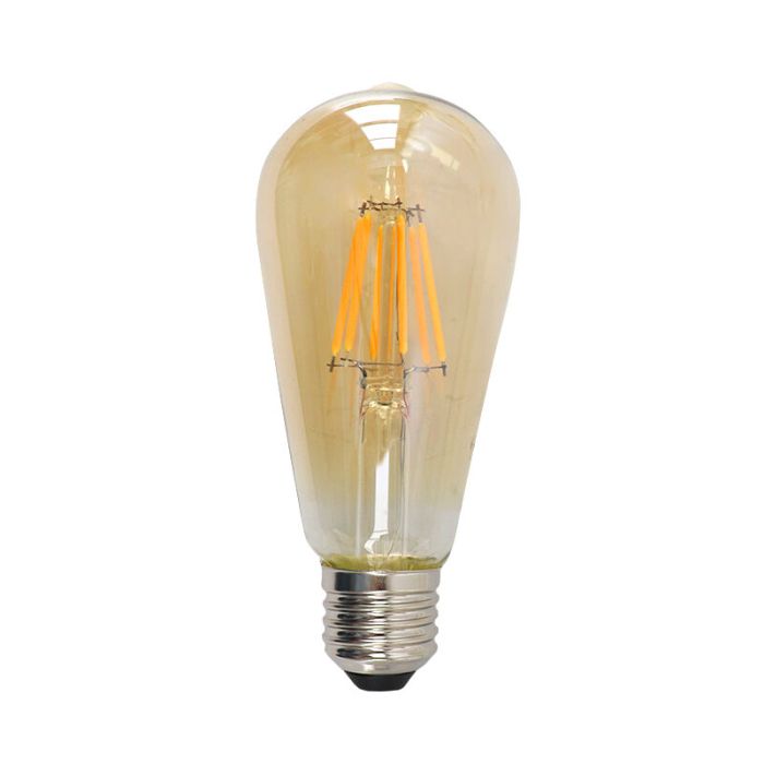 E27 LED bombilla Edison regulable, ST58, 5w, ámbar de vidrio, 2200K