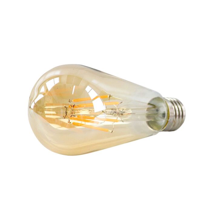 E27 LED bombilla Edison regulable, ST58, 5w, ámbar de vidrio, 2200K