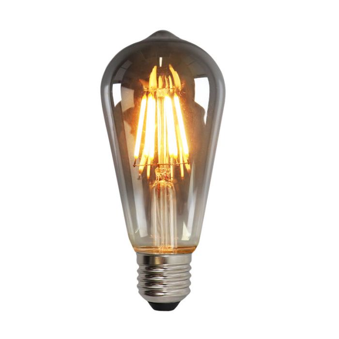 E27 LED bombilla Edison regulable, ST58, 5w, vidrio humo, 2200K