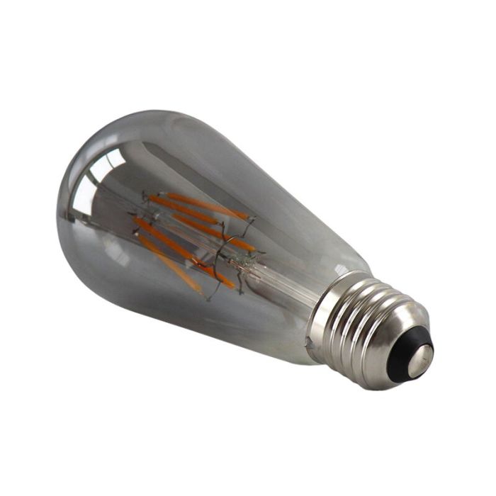 E27 LED bombilla Edison regulable, ST58, 5w, vidrio humo, 2200K