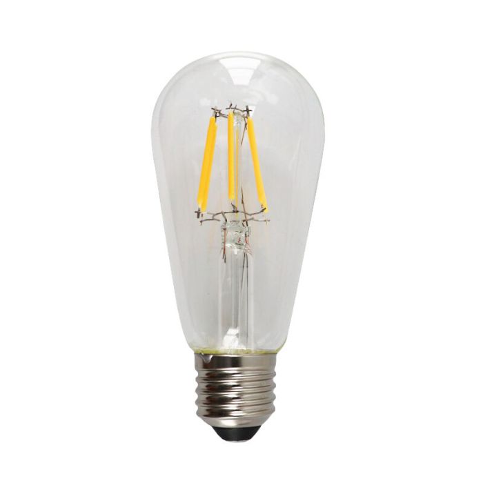 E27 LED bombilla Edison regulable, ST58, 5w, vidrio transparente, 2700k