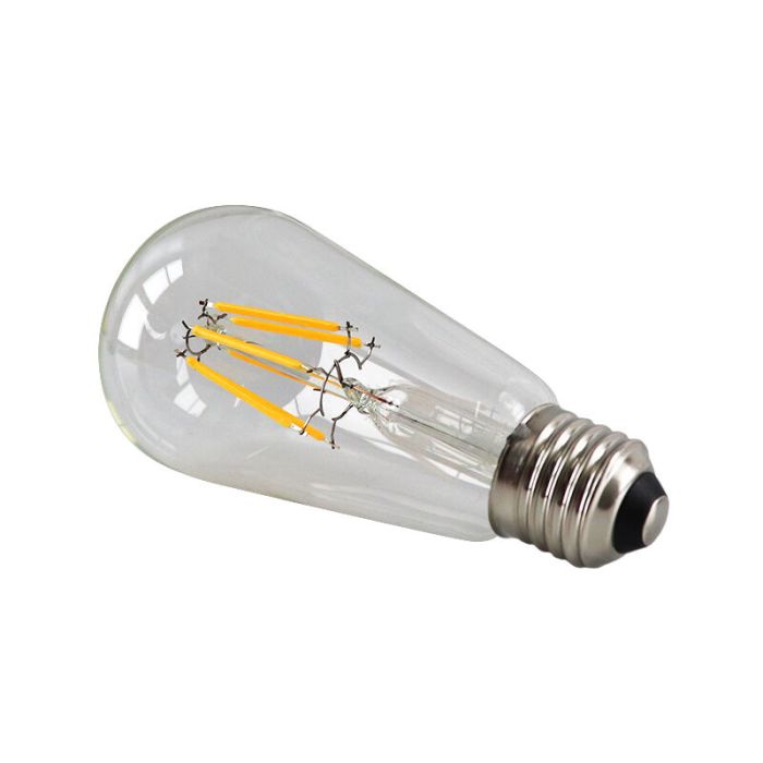 E27 LED bombilla Edison regulable, ST58, 5w, vidrio transparente, 2700k