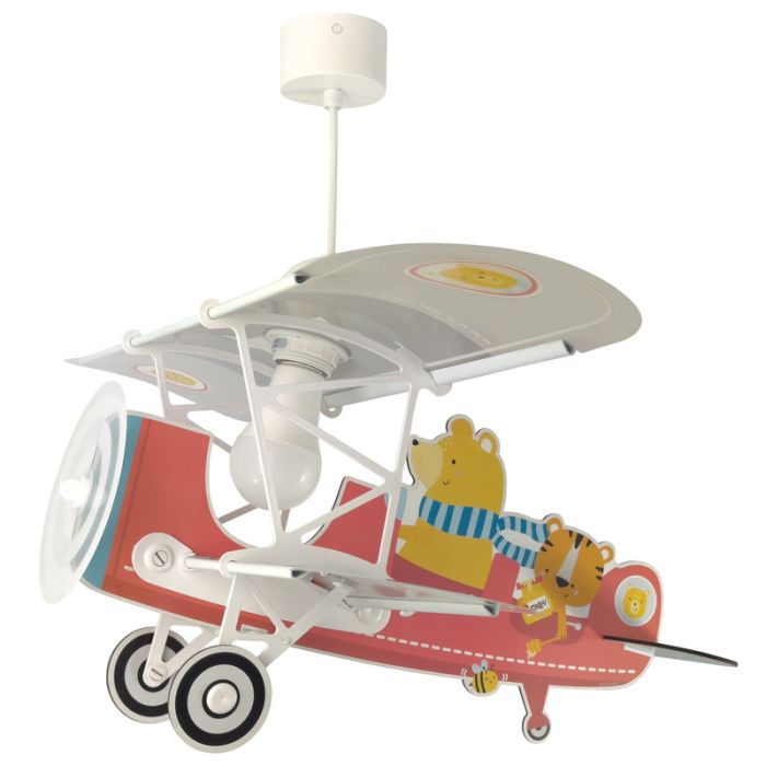 Lámpara colgante infantil de plástico roja, Teddy plane