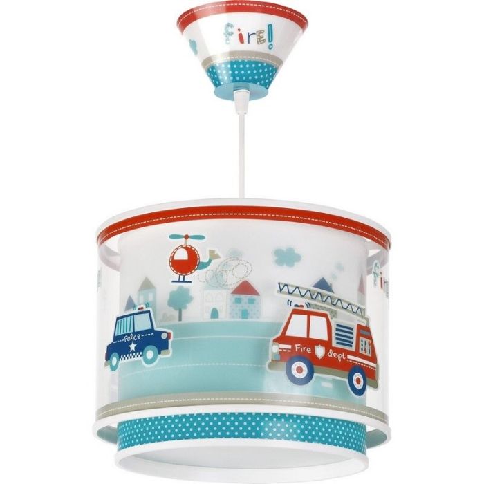 Lámpara colgante infantil de plástico azul, Police