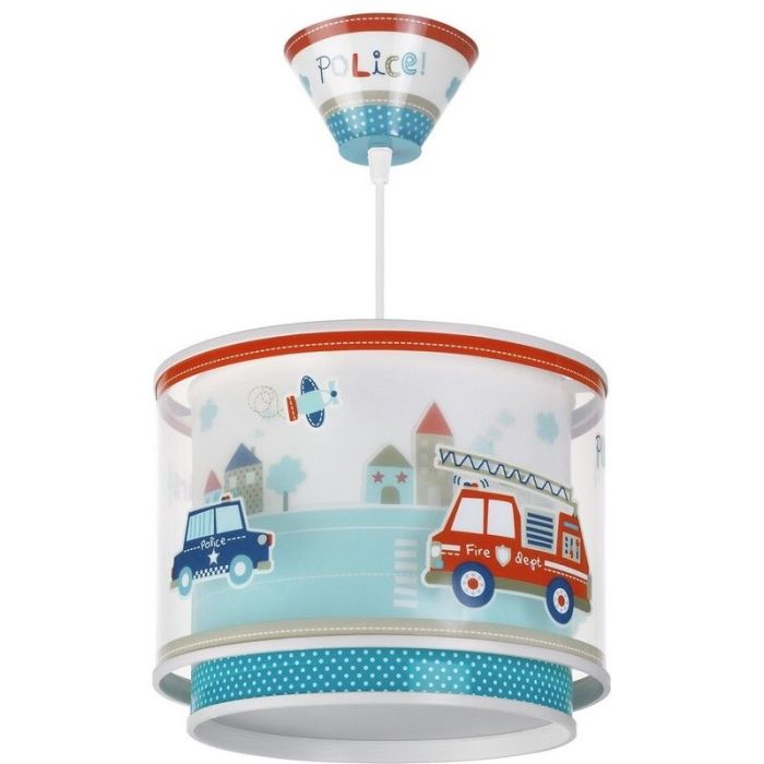 Lámpara colgante infantil de plástico azul, Police