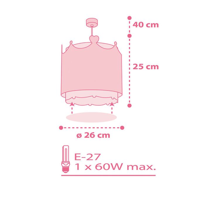 Lámpara colgante infantil de plástico rosa, Queen