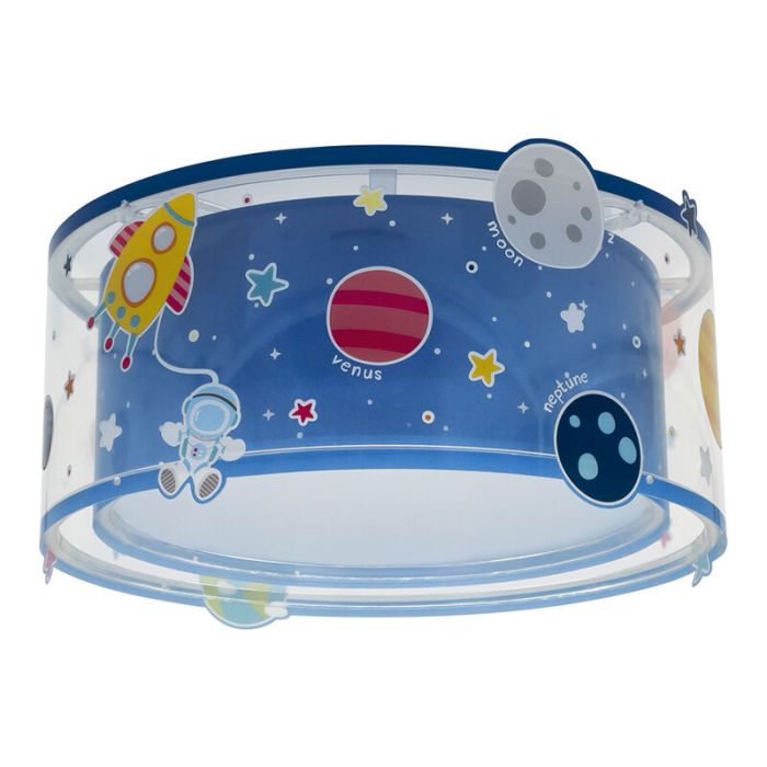 Lámpara de techo infantil de plástico azul, Planets