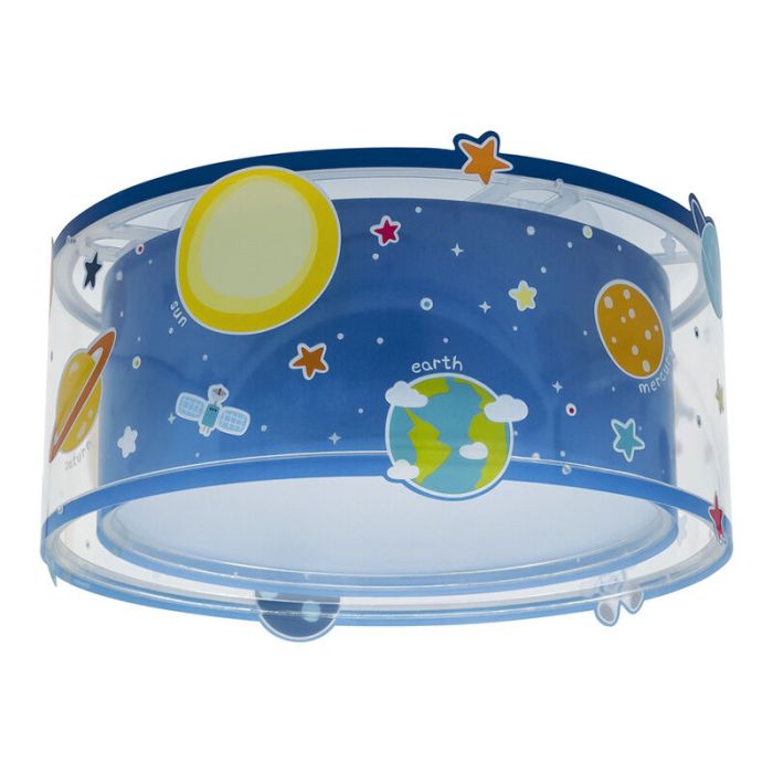 Lámpara de techo infantil de plástico azul, Planets